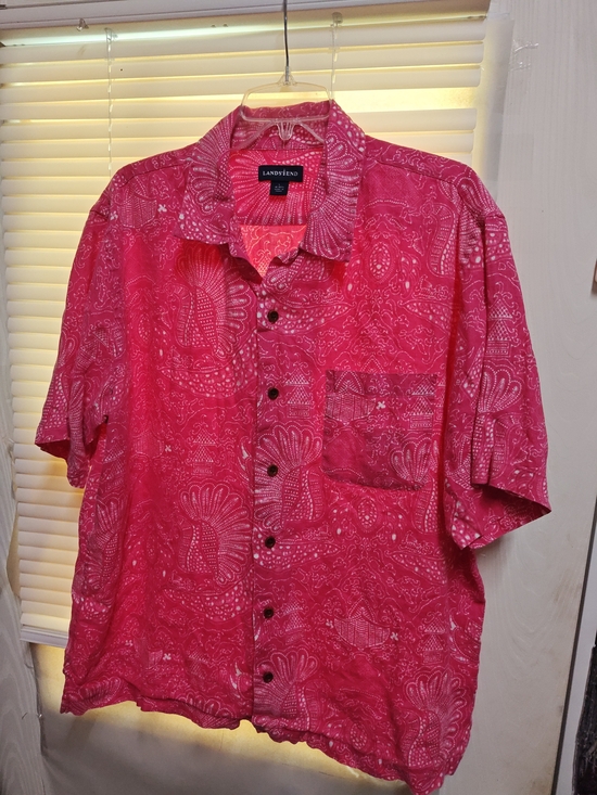 Lands' End Other - Lands' End Hot Pink Bandana-Print Short Sleeve Shirt